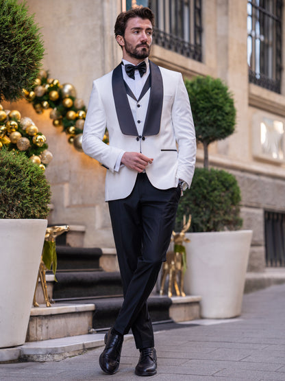 White Slim-Fit Tuxedo 3-Piece - BRABION