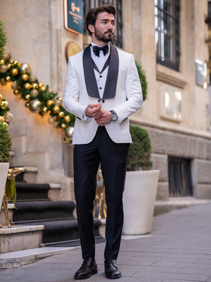 White Slim-Fit Tuxedo 3-Piece - BRABION