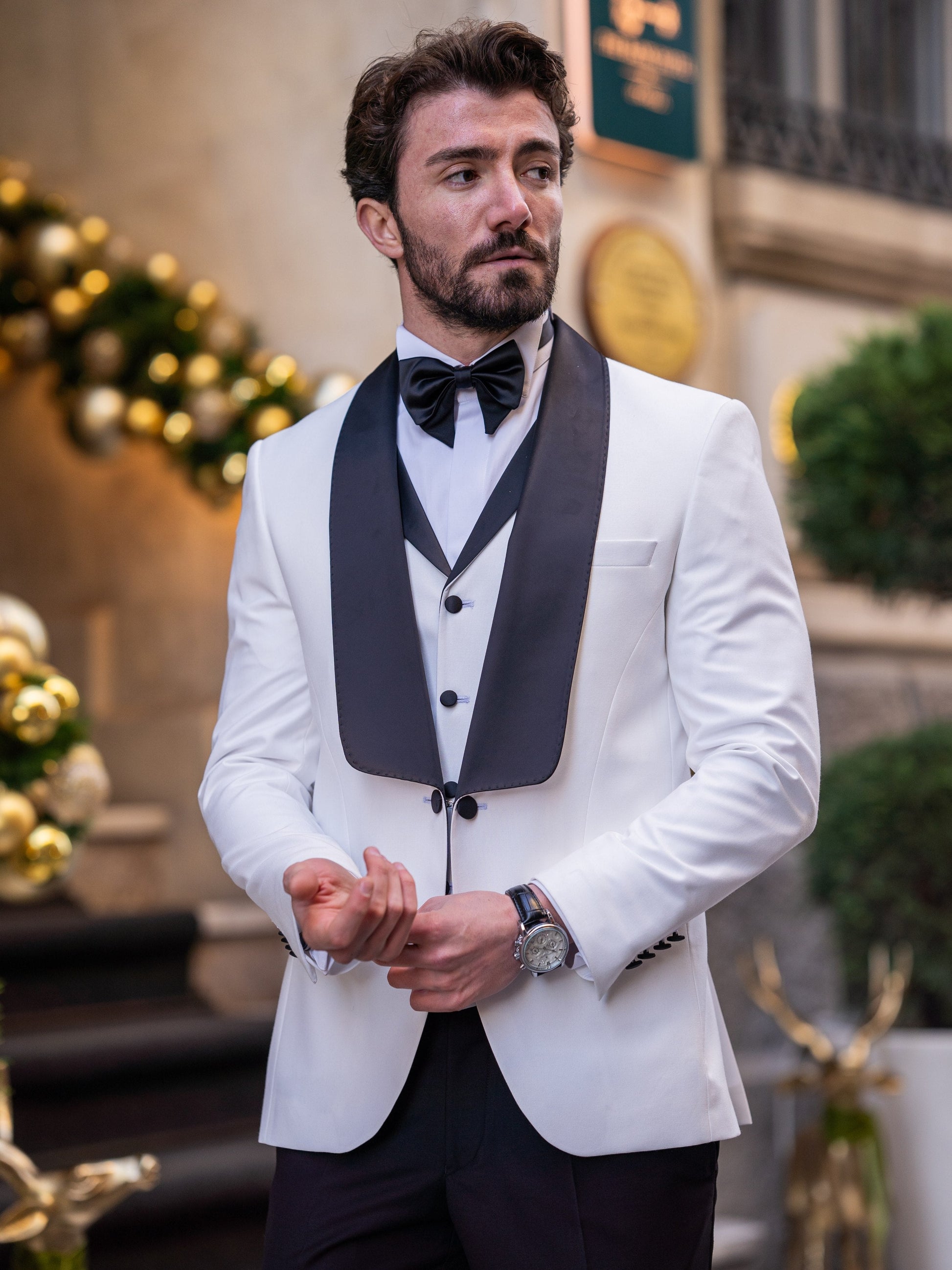 White Slim-Fit Tuxedo 3-Piece - BRABION