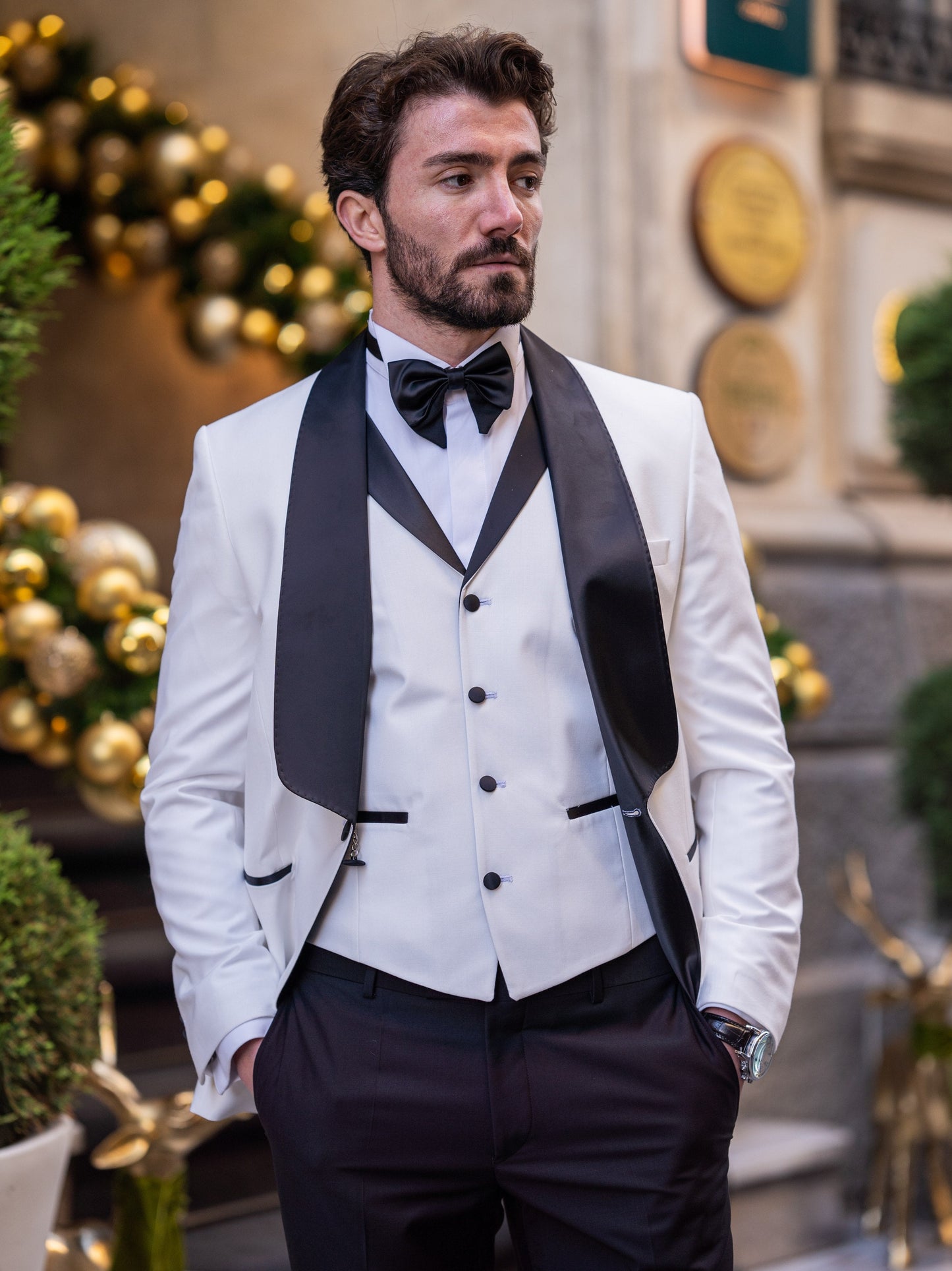 White Slim-Fit Tuxedo 3-Piece - BRABION