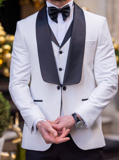 White Slim-Fit Tuxedo 3-Piece - BRABION