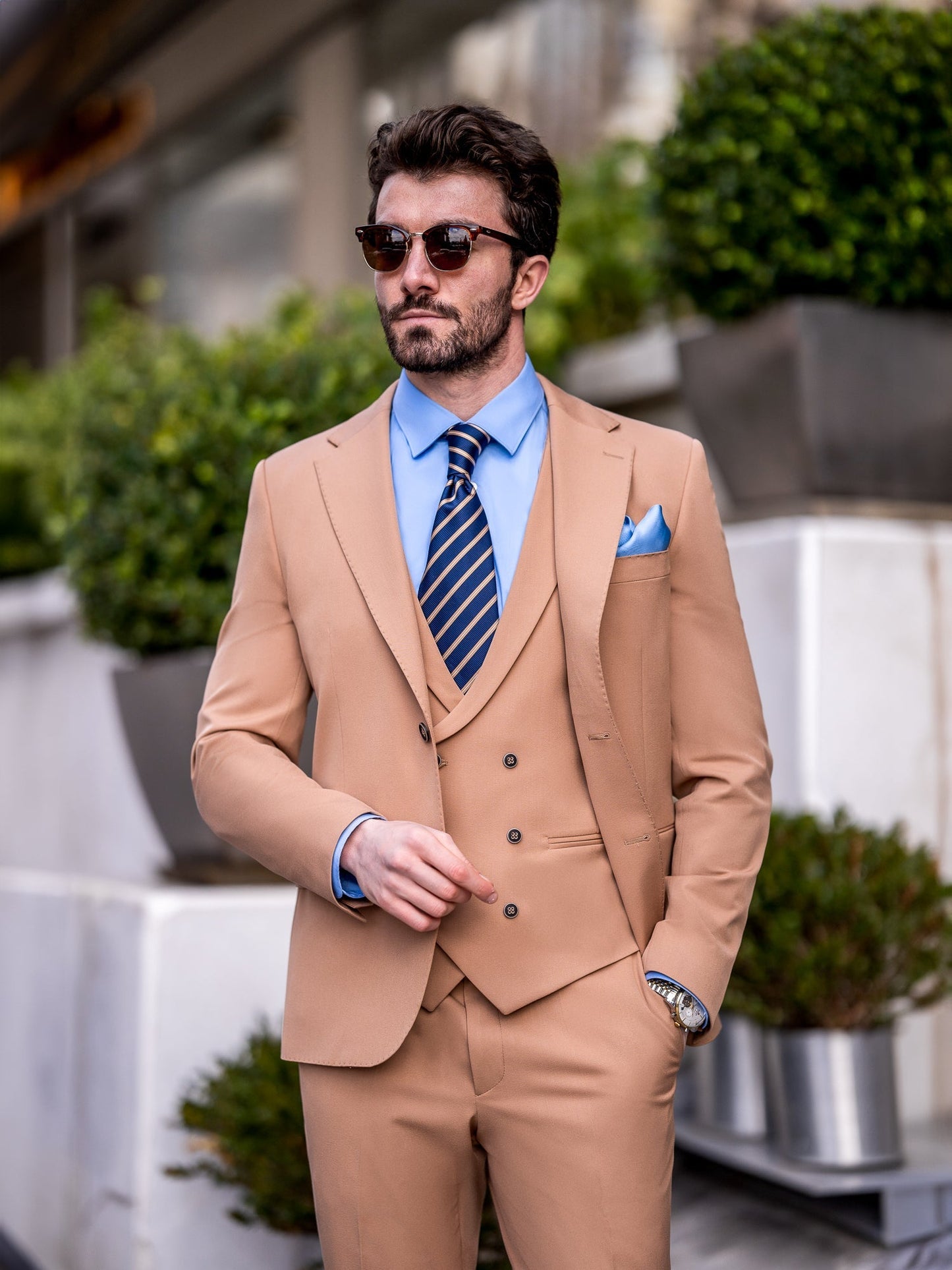 Camel Slim-Fit Suit 3-Piece VIOSSI