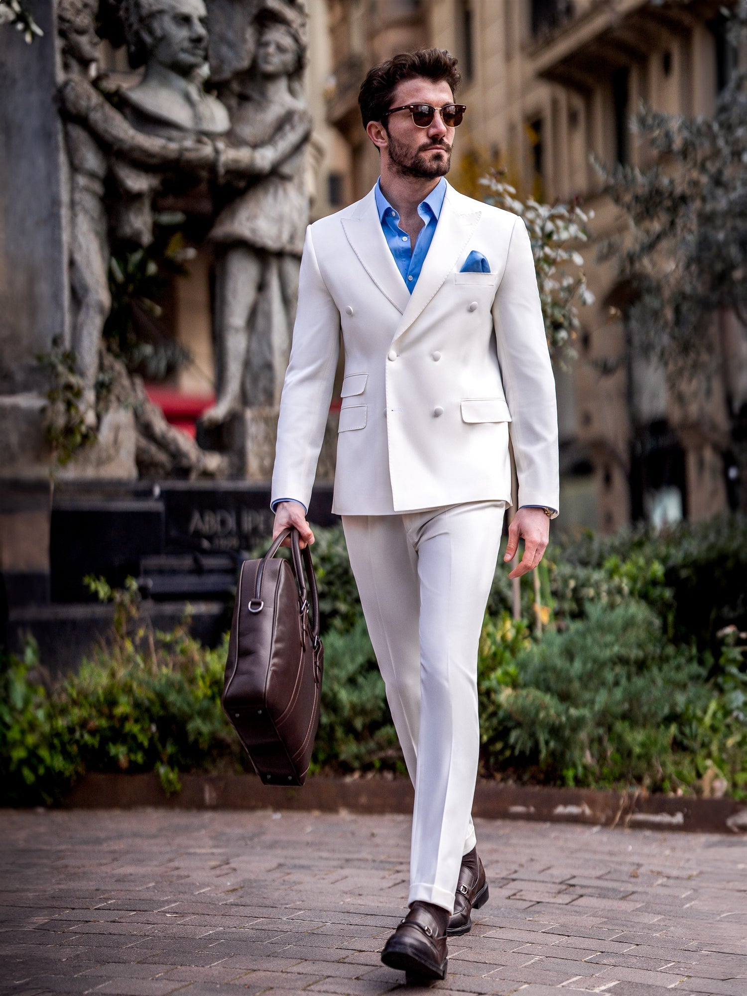 White Double Breasted Suit 2-Piece VIOSSI