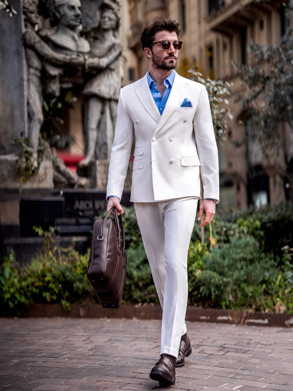 White Double Breasted Suit 2-Piece VIOSSI