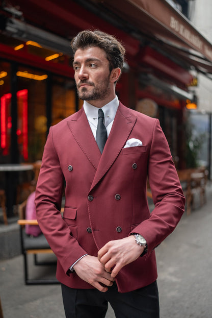 Bordeaux Double Breasted Blazer - BRABION
