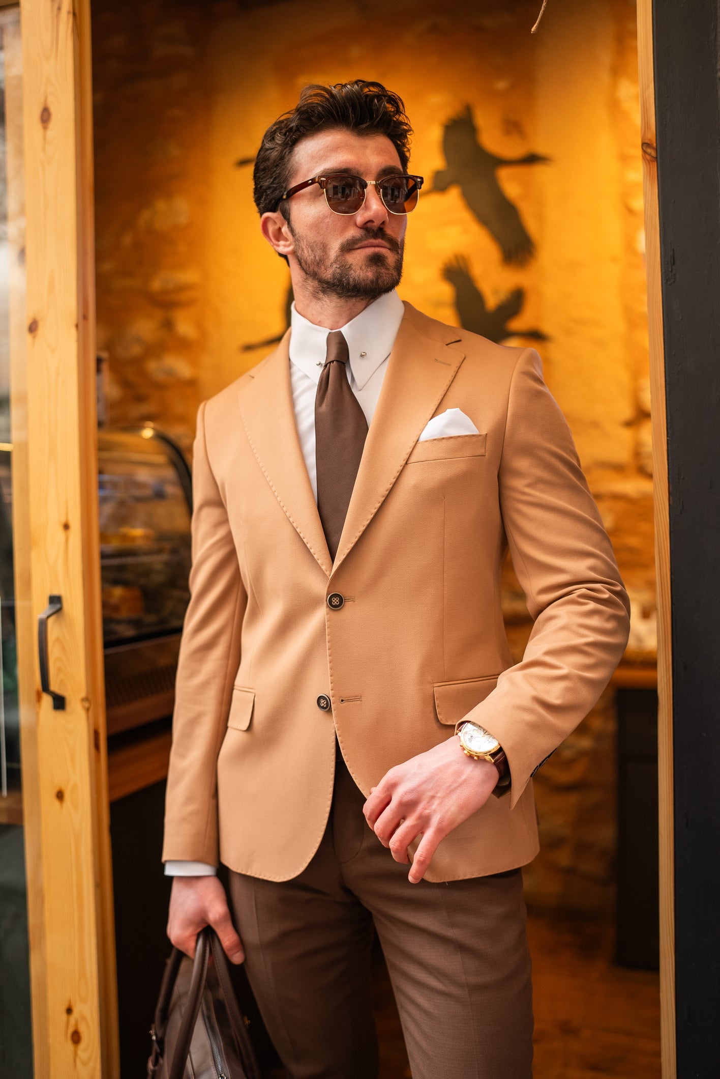 Camel Single Breasted Blazer - BRABION