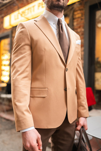 Camel Single Breasted Blazer - BRABION