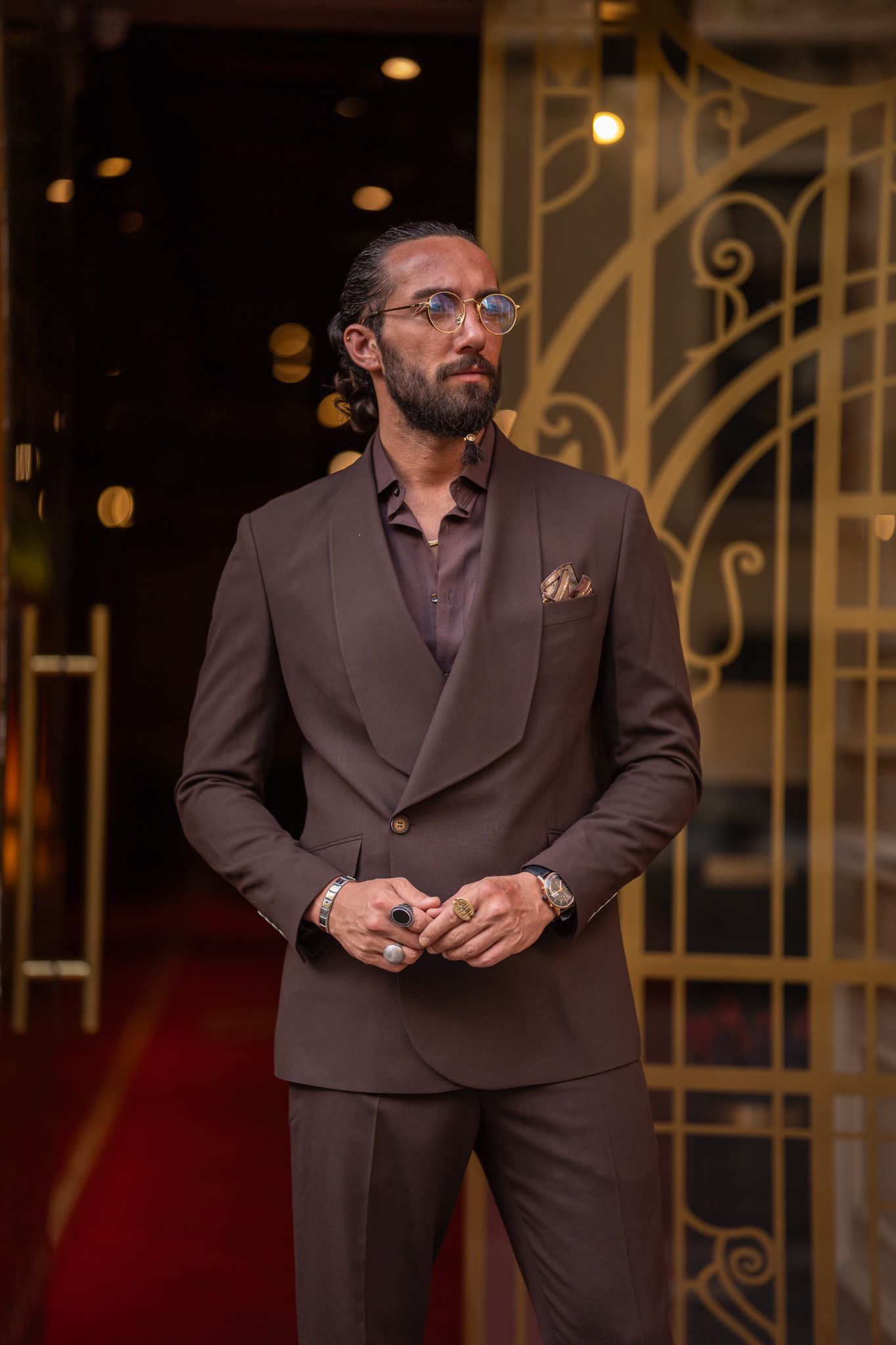 Ardean Brown Slim Fit Shawl Lapel 2 Piece Suit - Elegant Versatility for Every Occasion