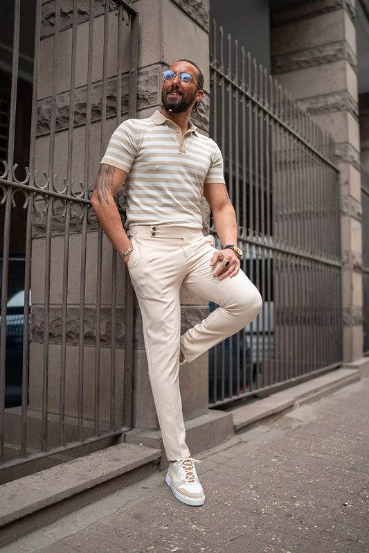 Brabion Sorento Beige Slim Fit Chino Pants