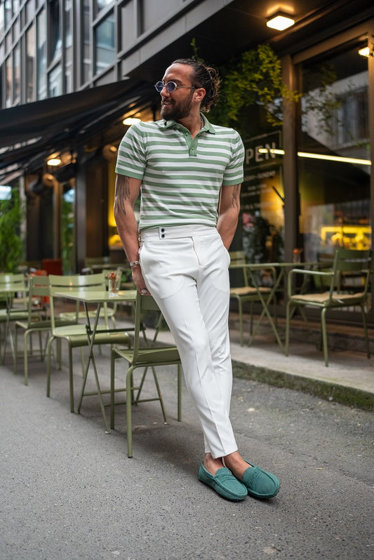 Brabion Sorento White Slim Fit Chino Pants