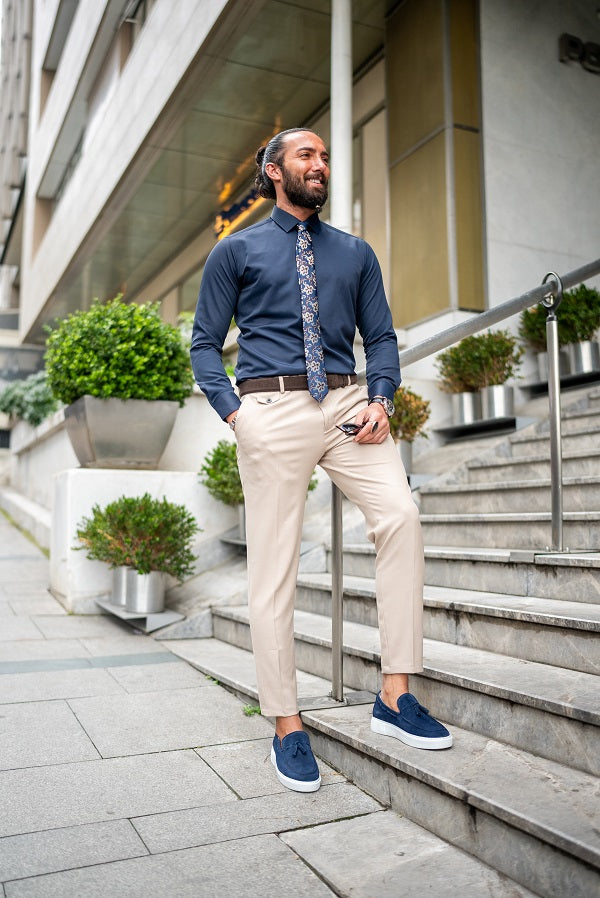 Brabion Massimo Beige Slim Fit Chino Pants