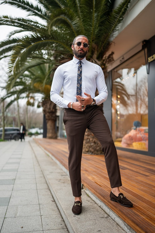 Brabion Massimo Dark Brown Slim Fit Chino Pants