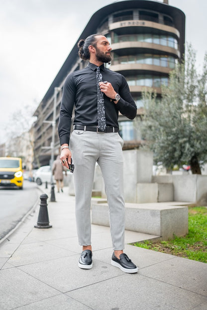 Brabion Massimo Light Gray Slim Fit Chino Pants - Versatile Elegance