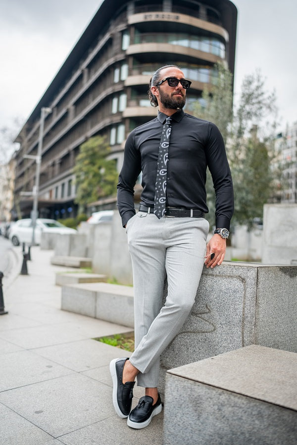 Brabion Massimo Light Gray Slim Fit Chino Pants - Versatile Elegance