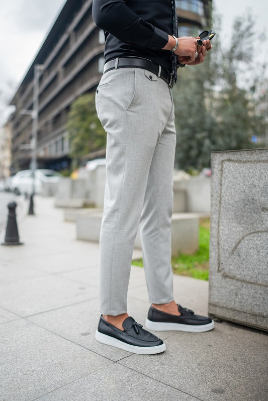 Brabion Massimo Light Gray Slim Fit Chino Pants