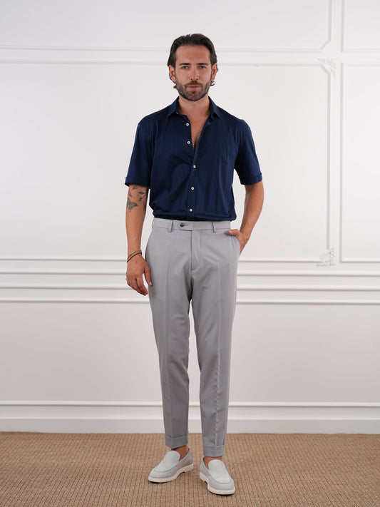 Gray Slim Fit High Waist Trousers