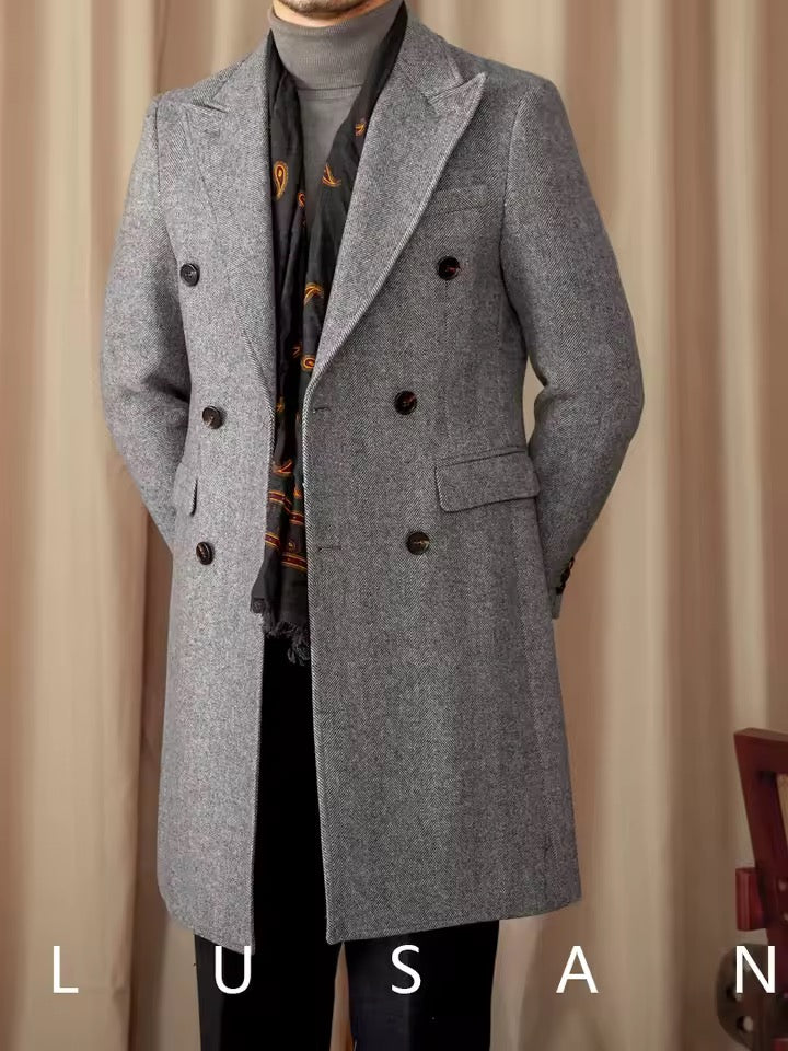 Men’s Black Wool Overcoat