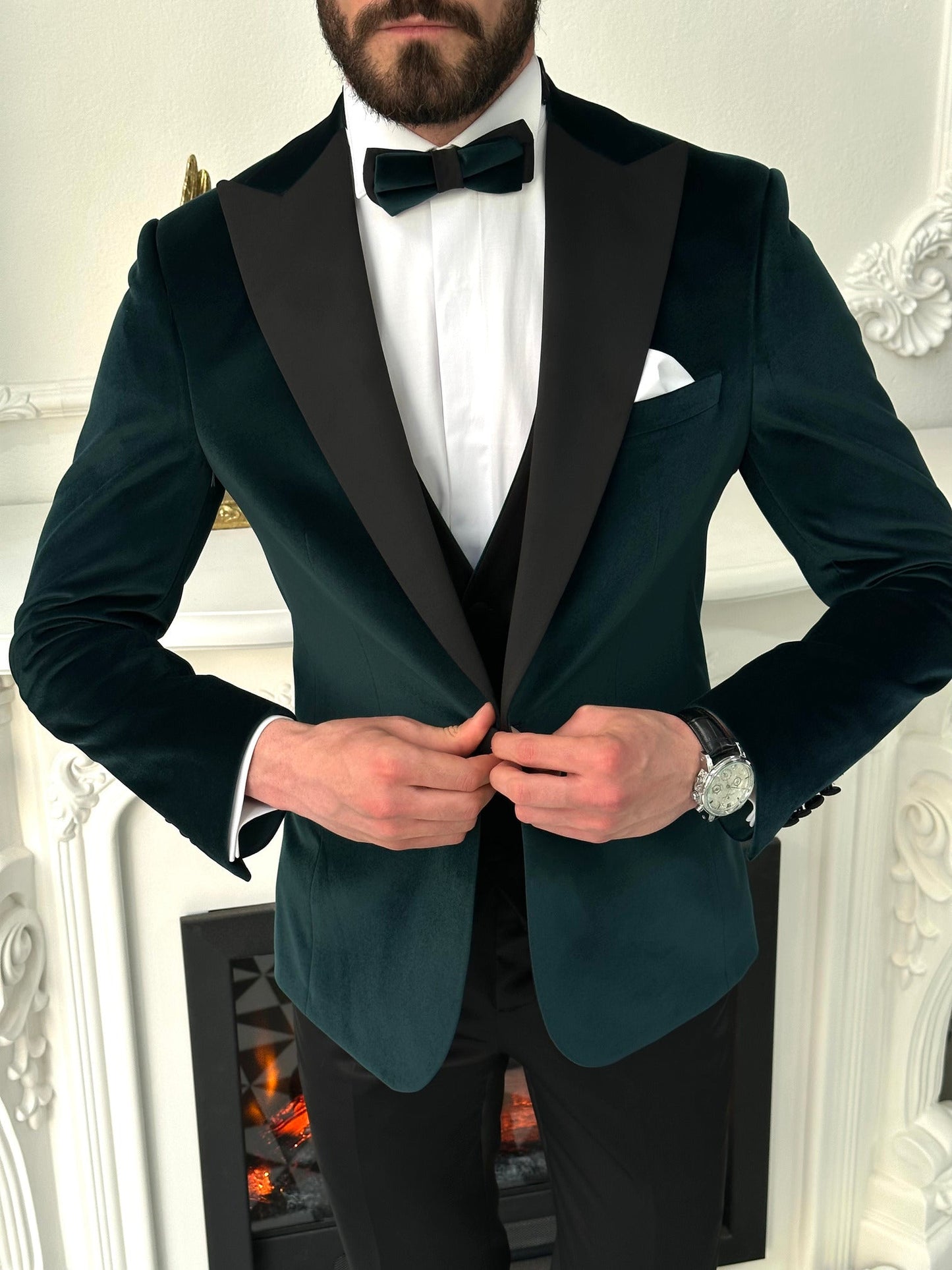 Emerald Velvet Slim-Fit Tuxedo 3-Piece