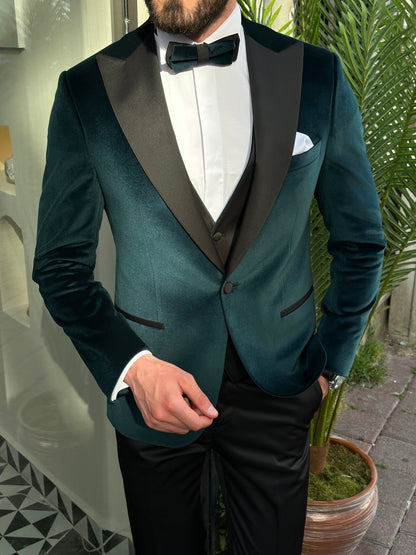 Emerald Velvet Slim-Fit Tuxedo 3-Piece