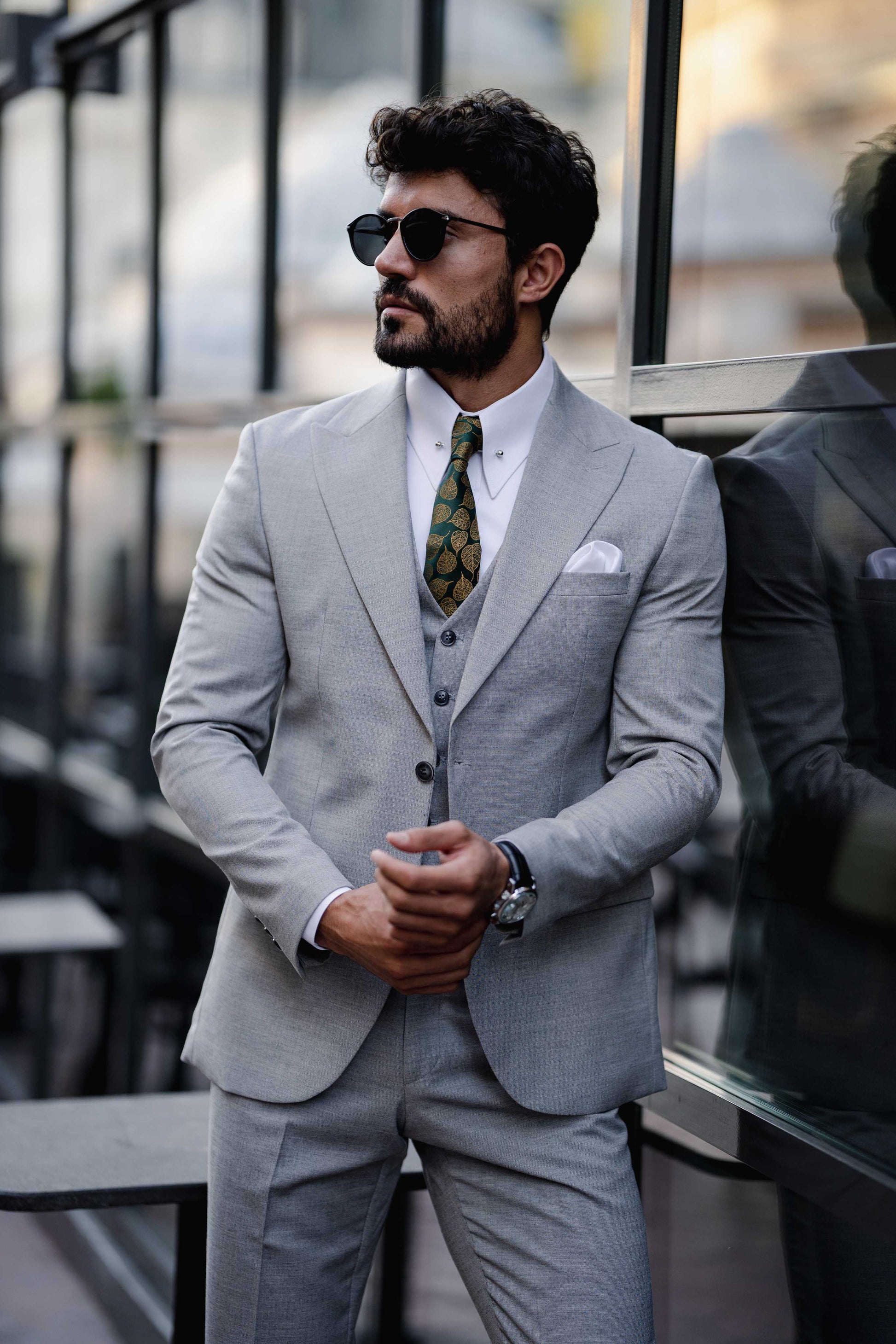 Grey Slim-Fit Suit 3-Piece VIOSSI