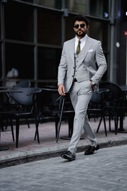 Grey Slim-Fit Suit 3-Piece VIOSSI