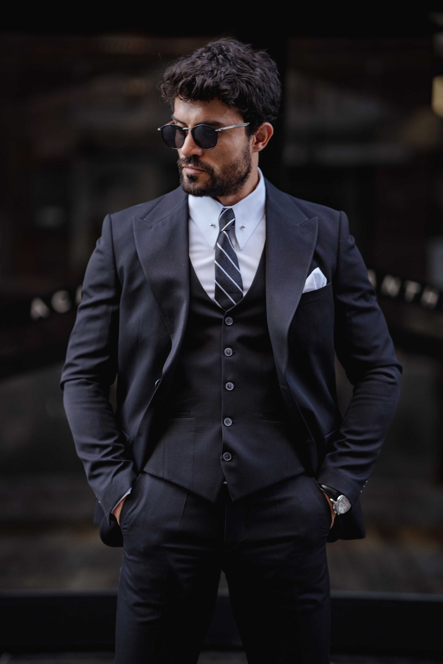 Black Slim-Fit Suit 3-Piece VIOSSI