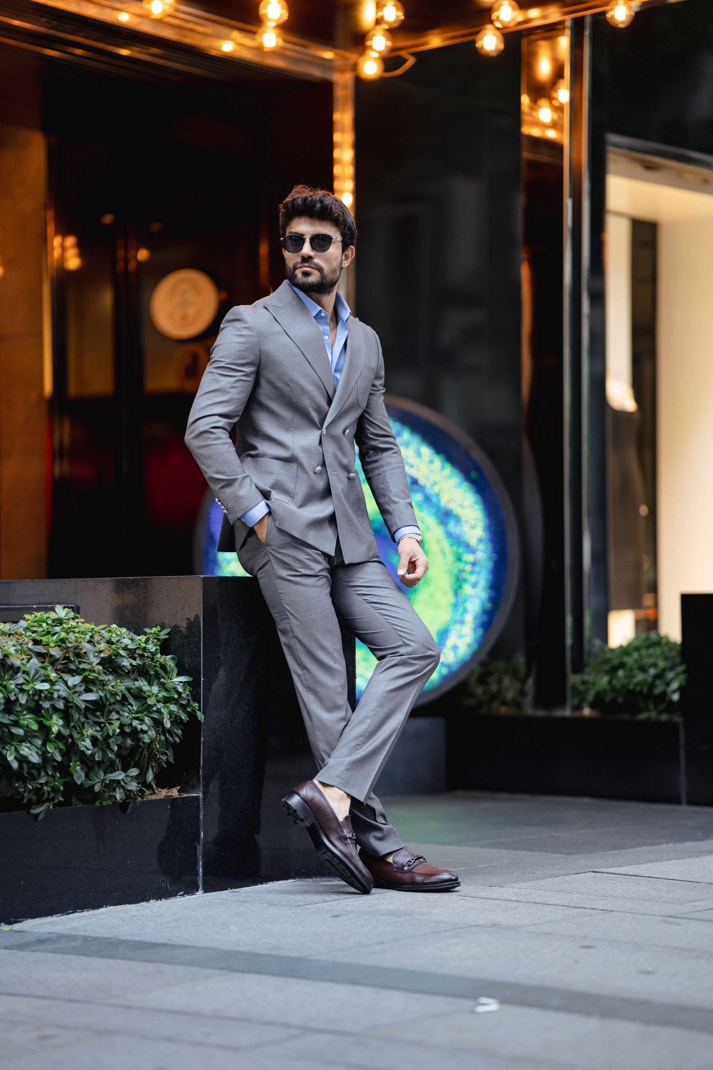 Grey Double Breasted Suit 2-Piece VIOSSI