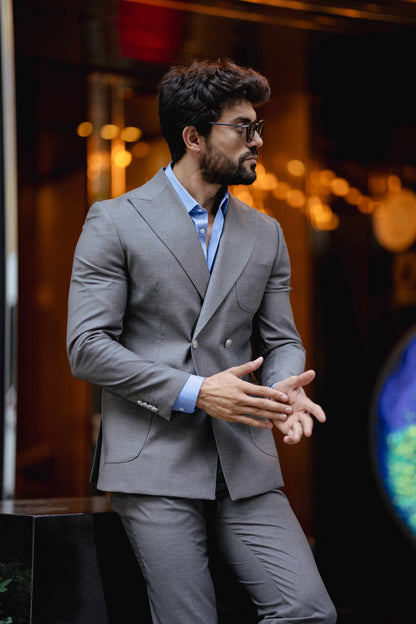 Grey Double Breasted Suit 2-Piece VIOSSI