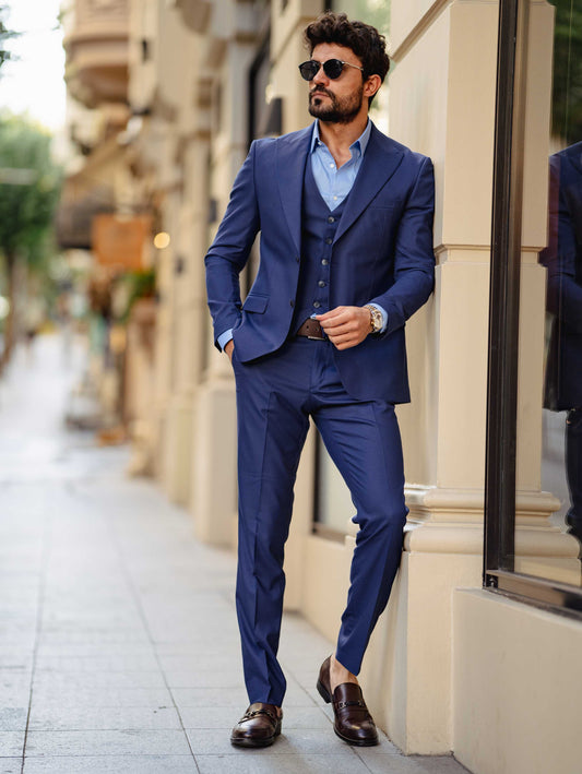 Blue Slim-Fit Suit 3-Piece VIOSSI
