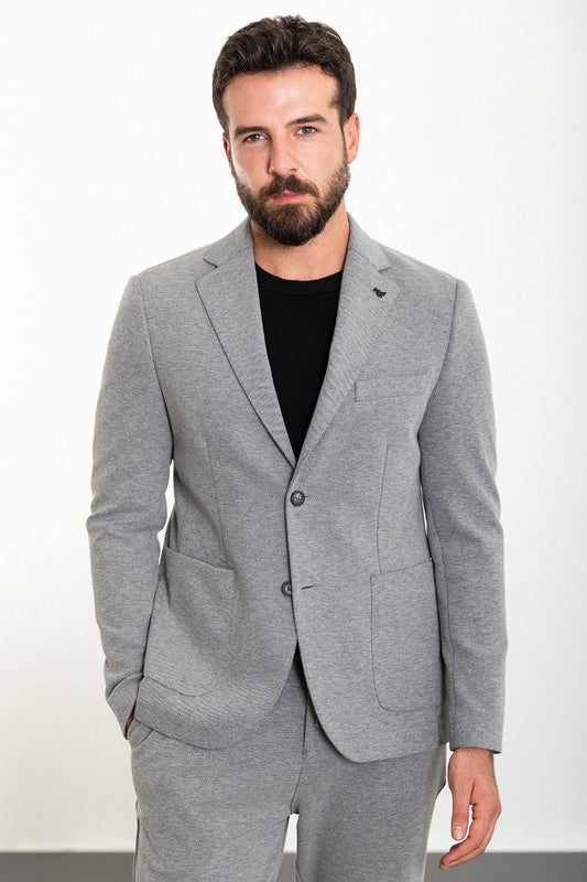 Brabion Rocco Gray Slim Fit Notch Lapel Suit