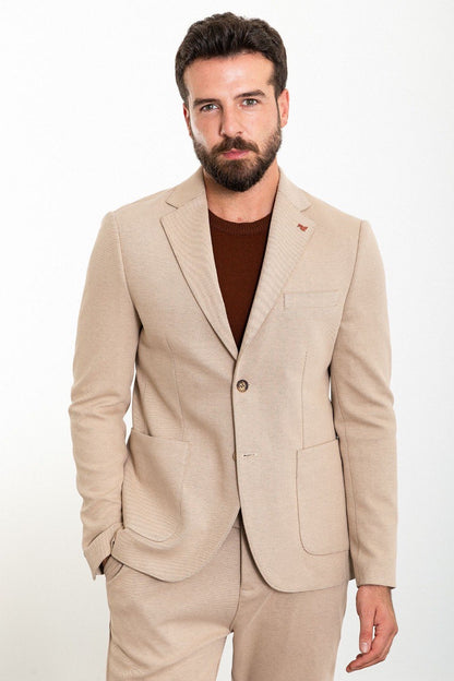 Brabion Rocco Beige Slim Fit Notch Lapel Suit for Modern Men