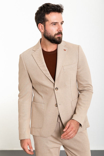 Brabion Rocco Beige Slim Fit Notch Lapel Suit for Modern Men