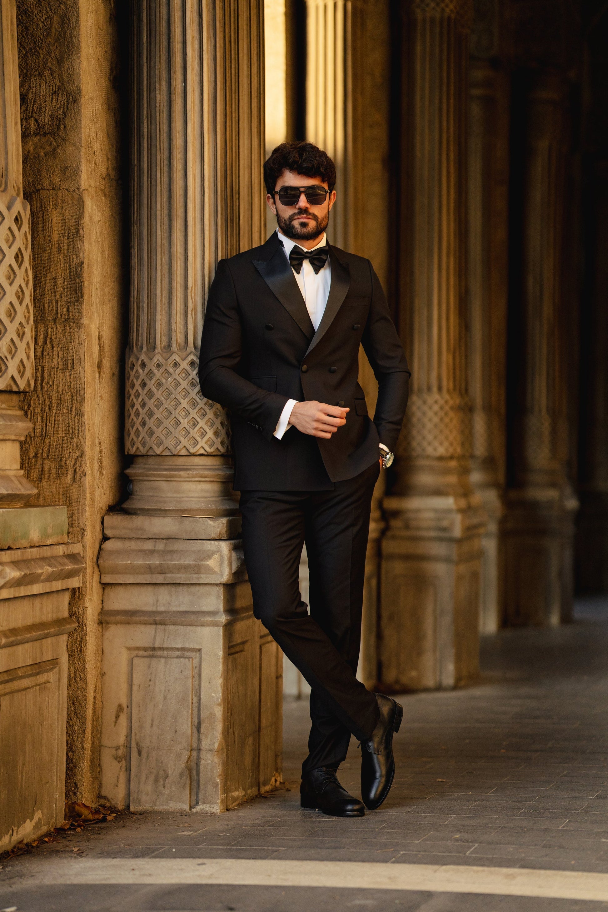 Black Double Breasted Tuxedo 2-Piece - BRABION