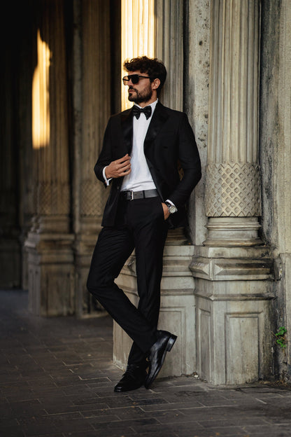 Black Double Breasted Tuxedo 2-Piece - BRABION