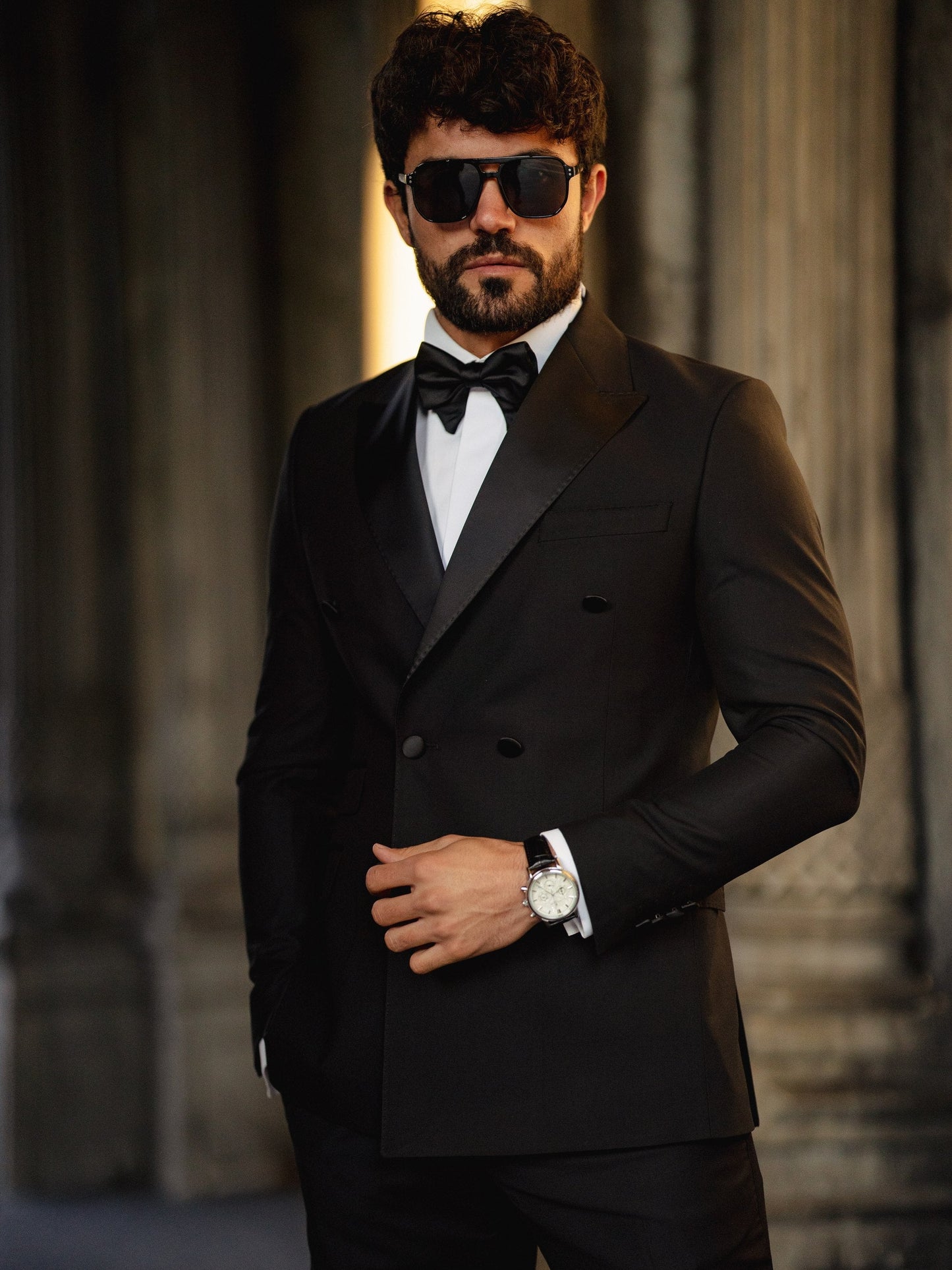 Black Double Breasted Tuxedo 2-Piece - BRABION