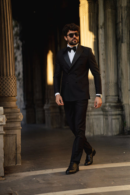Black Double Breasted Tuxedo 2-Piece - BRABION