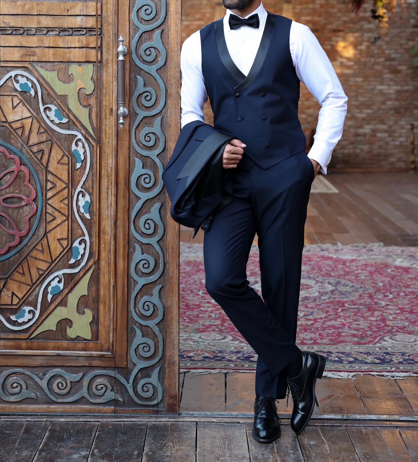 Navy Slim-Fit Tuxedo 3-Piece - BRABION