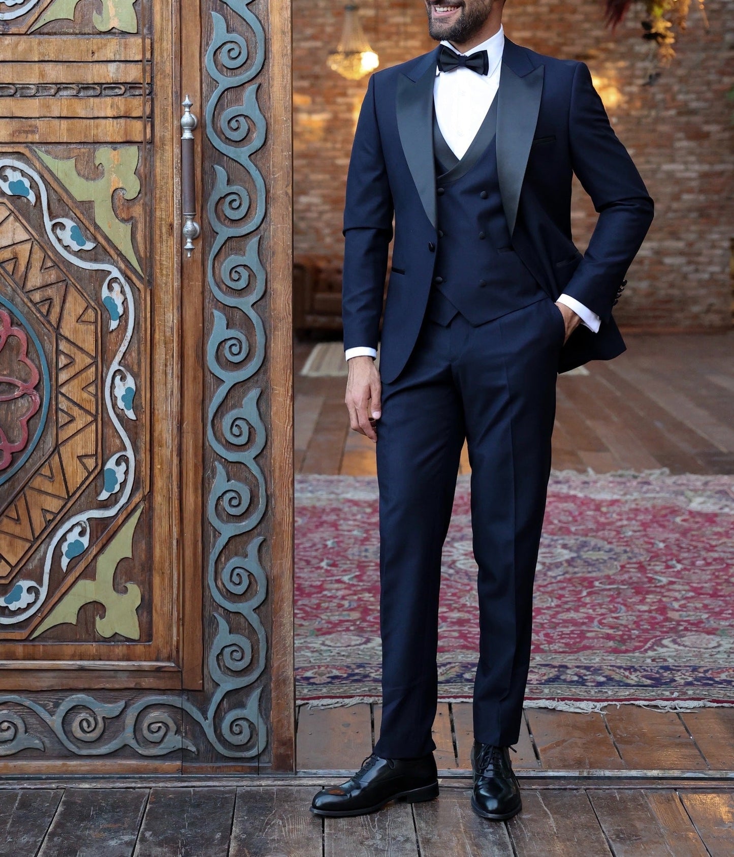 Navy Slim-Fit Tuxedo 3-Piece - BRABION
