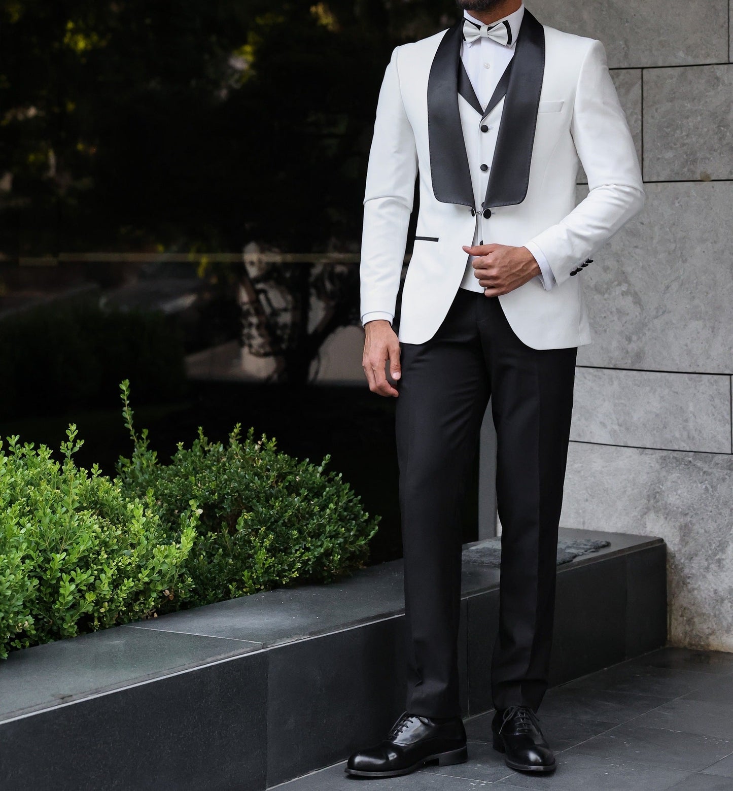 White Slim-Fit Tuxedo 3-Piece - BRABION