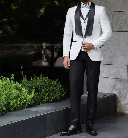 White Slim-Fit Tuxedo 3-Piece - BRABION