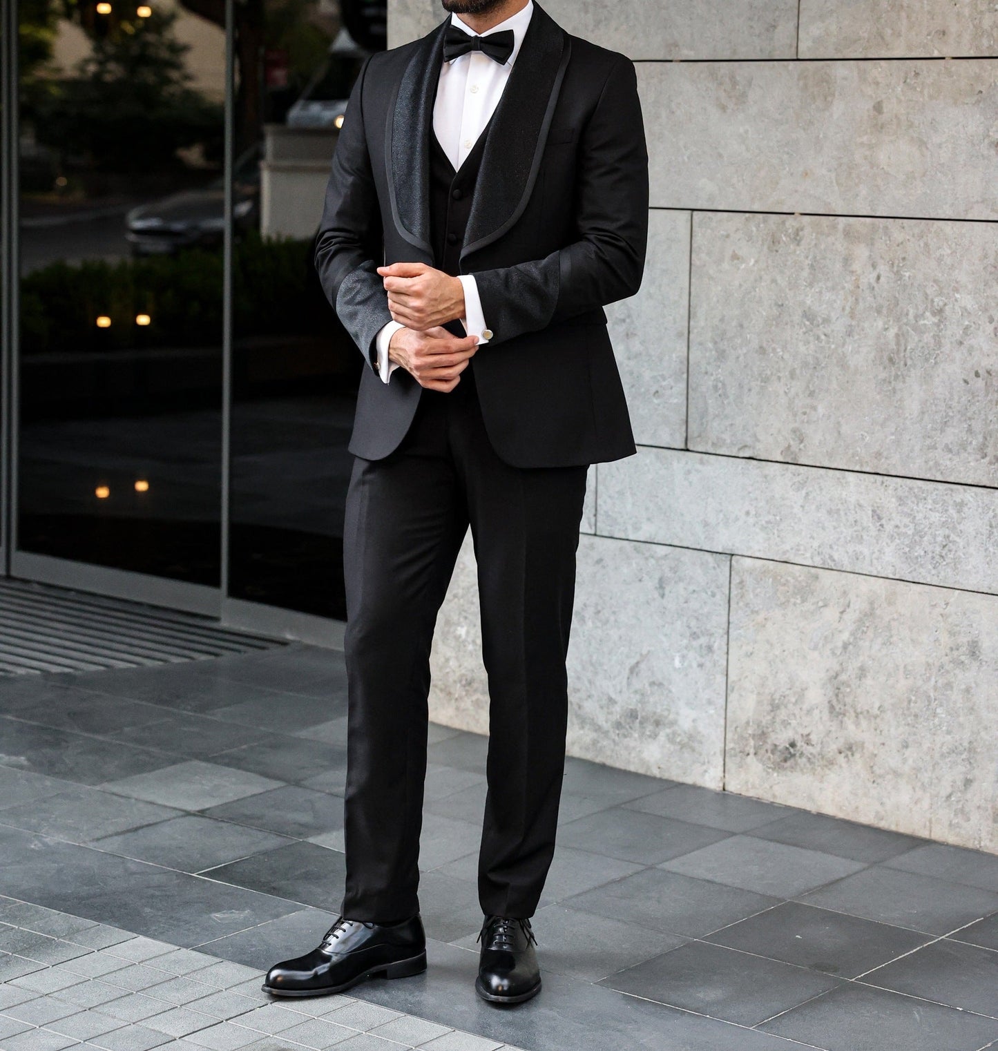 Black Slim-Fit Tuxedo 3-Piece - BRABION