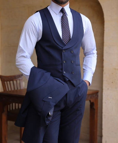 Navy Modern-Fit Suit 3-Piece VIOSSI