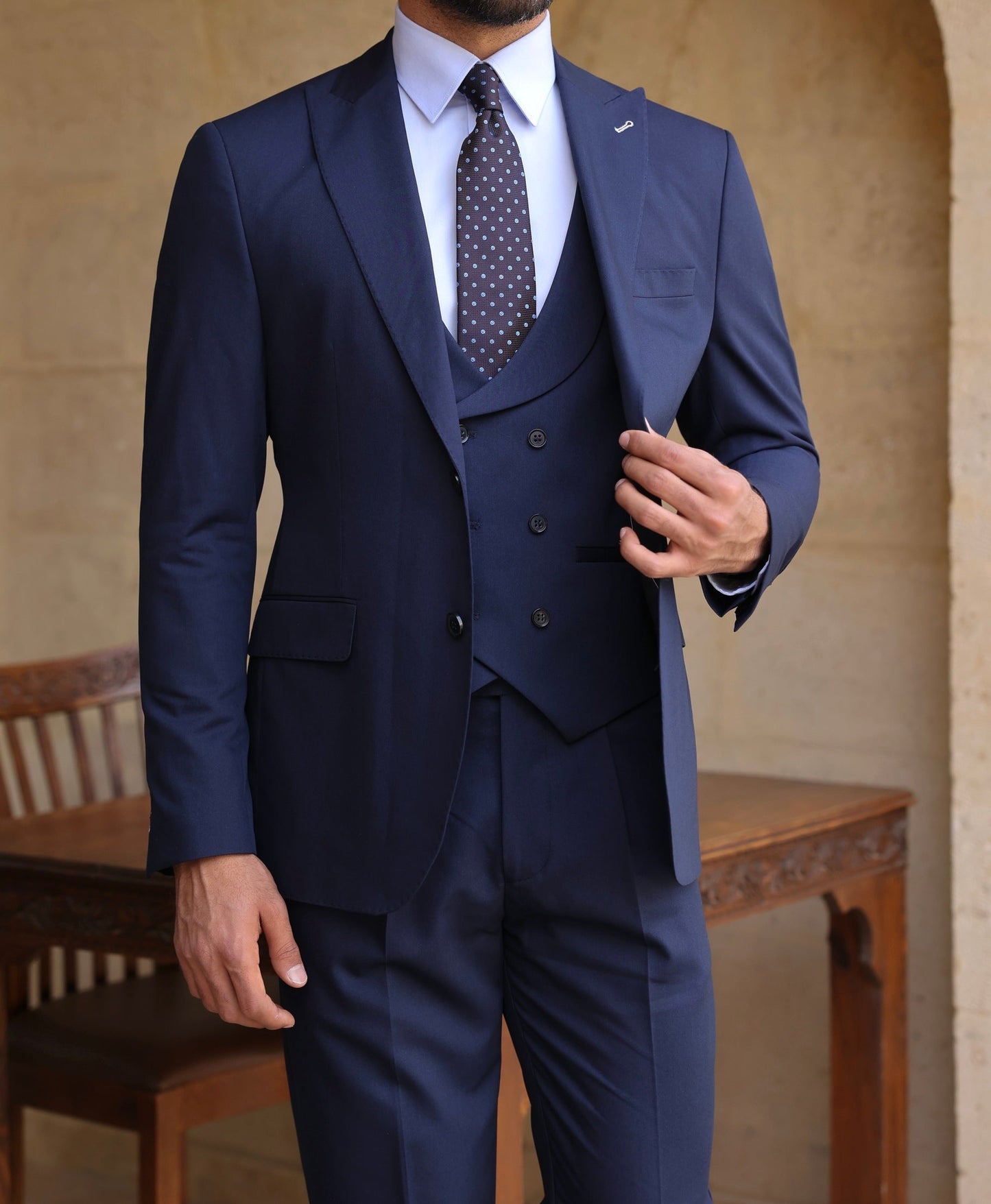 Navy Modern-Fit Suit 3-Piece VIOSSI