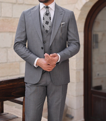 Grey Slim-Fit Suit 3-Piece VIOSSI