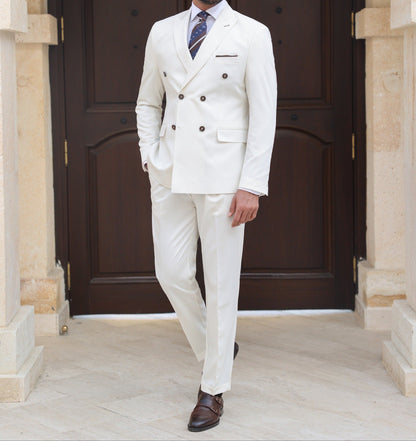 White Double Breasted Suit 2-Piece VIOSSI
