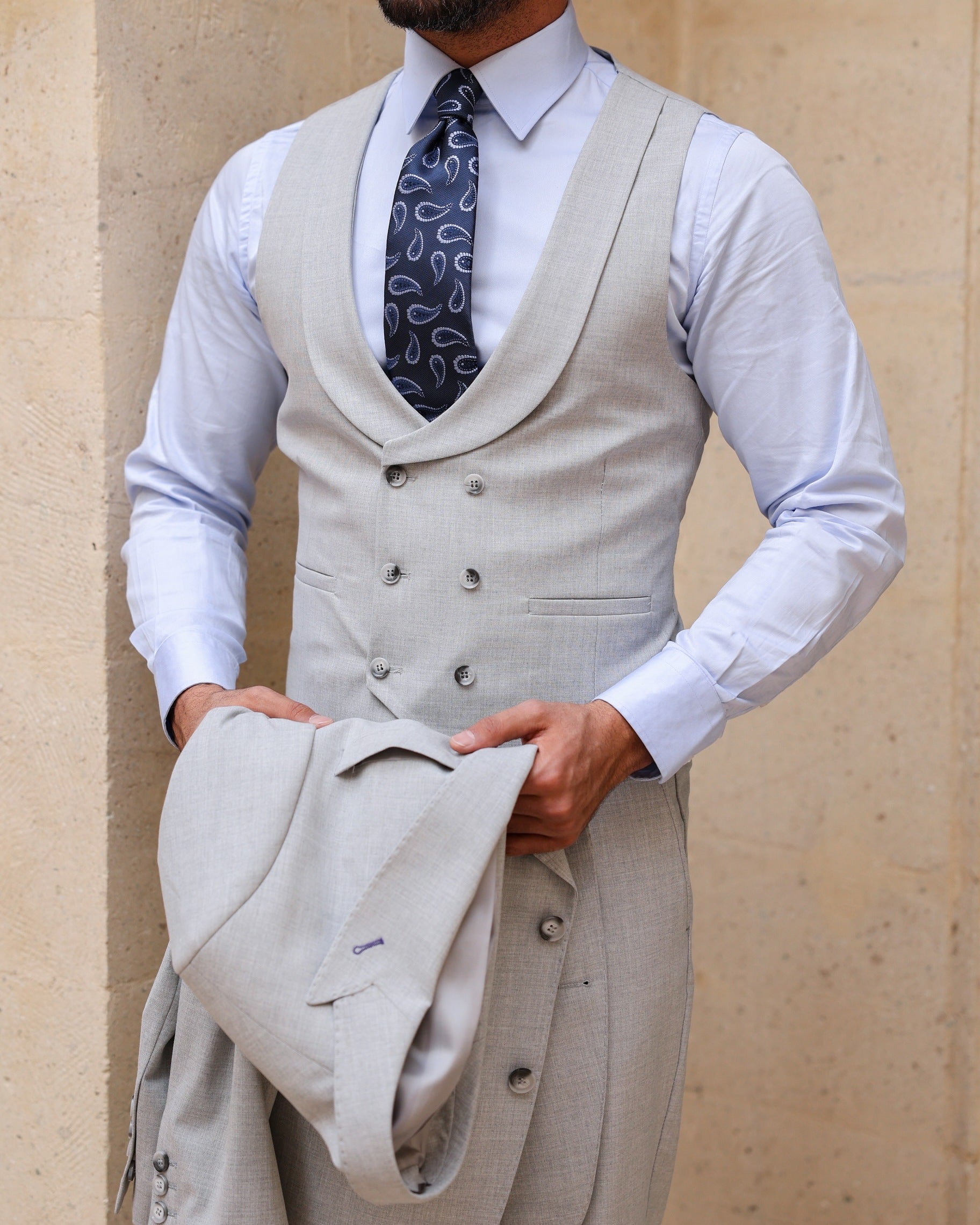 Grey Modern-Fit Suit 3-Piece VIOSSI