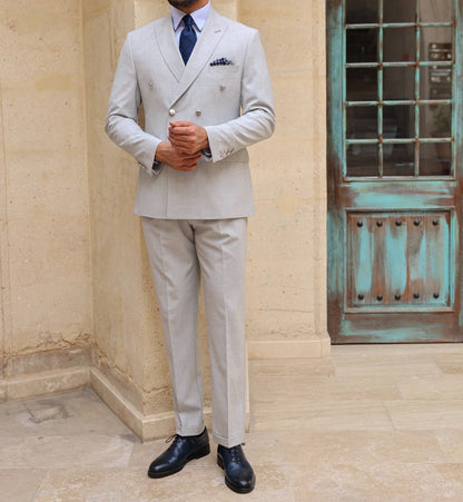 Grey Double Breasted Suit 2-Piece VIOSSI