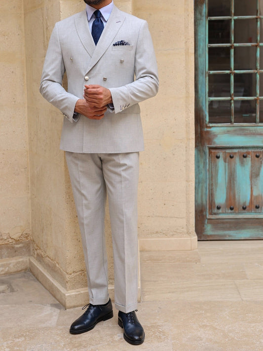 Grey Double Breasted Suit 2-Piece VIOSSI
