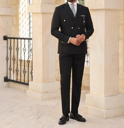 Black Double Breasted Suit 2-Piece VIOSSI