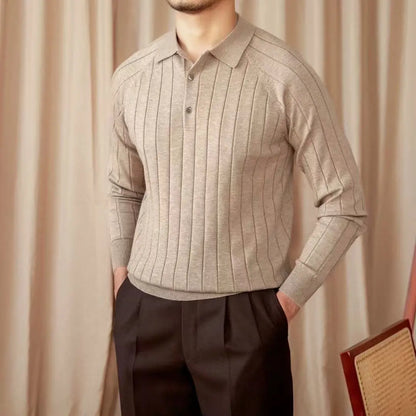 Men’s Ribbed Knit Polo Sweater BRABION